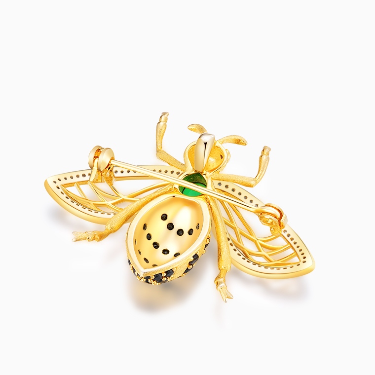 Shining Star Jewelry Women's Gemstone Colored Zircon 925 Silver Bee Brooch