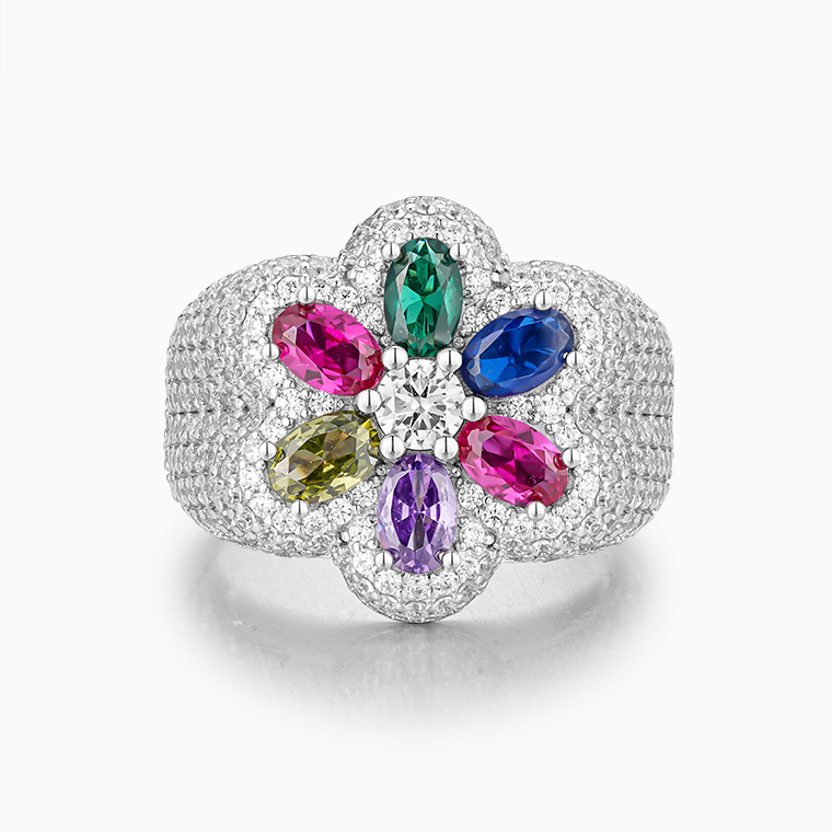 Shining Star Jewelry Mens Flower Rings 925 Sterling Silver Colorful Ring Jewelry Shining Star Jewelry Mens Flower Rings 925 Sterling Silver Colorful Ring Jewelry
