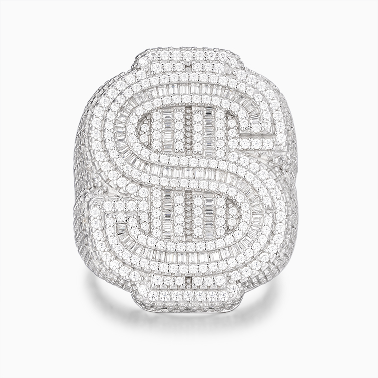 Shining Star Jewelry Custom Mens Big Dollar Sign Moissanite Hip Hop Rapper Ring