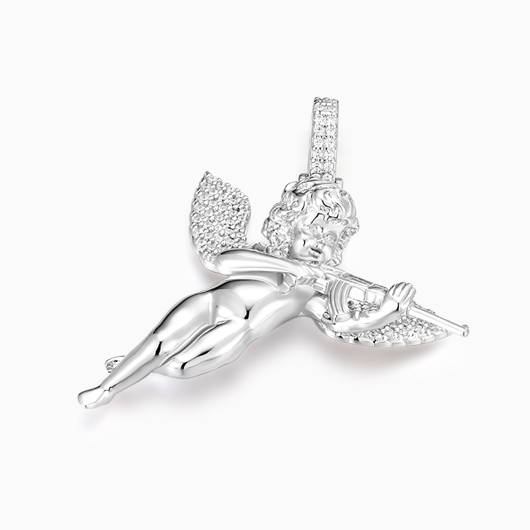 Shining Star Jewelry 925 Silver Revenge Angel Iced Zircon Crystal Wing Pendant