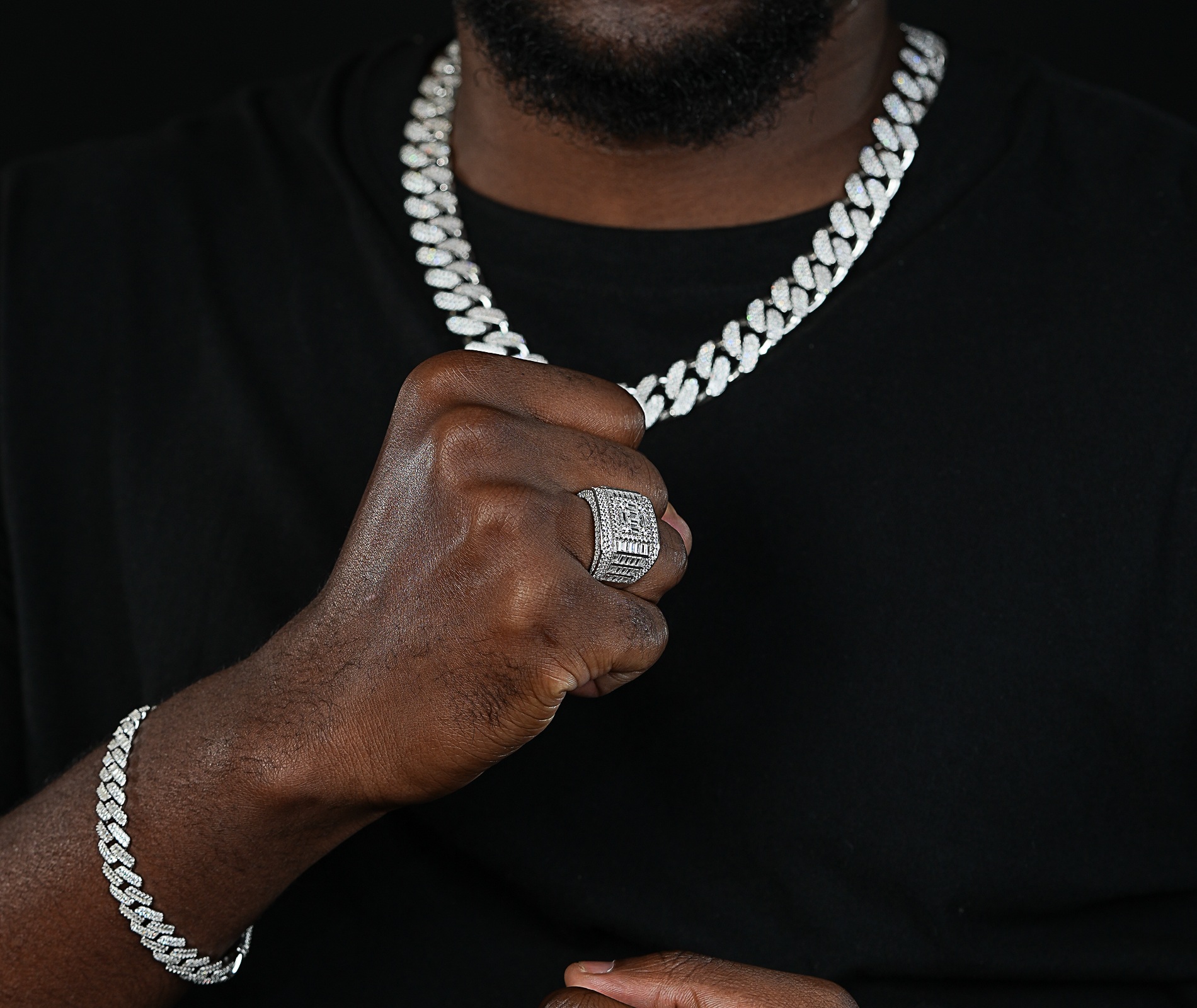 Shining Star Jewelry Luxury Layering Design Moissanite Baguette Round Cut Ring