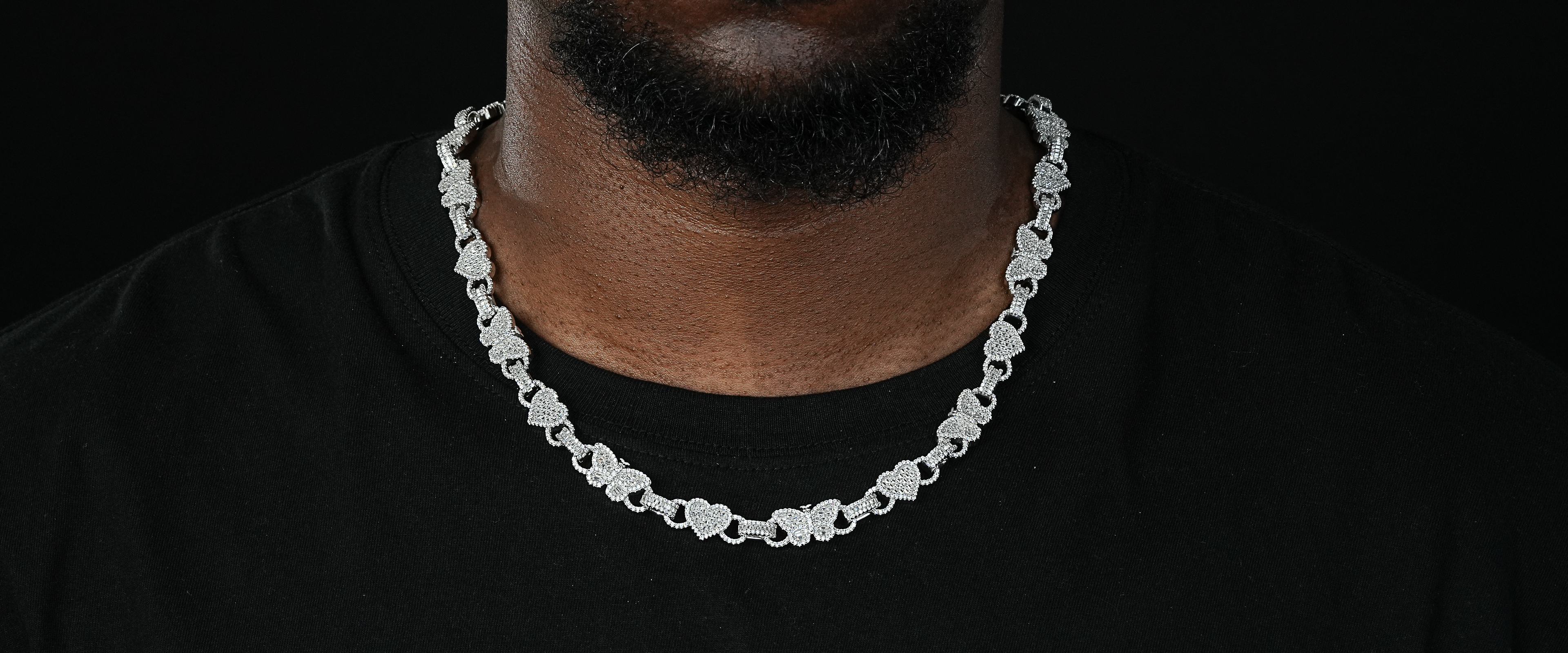 Shining Star Jewelry Hiphop Baguette Moissanite Butterfly Heart Chain Necklace