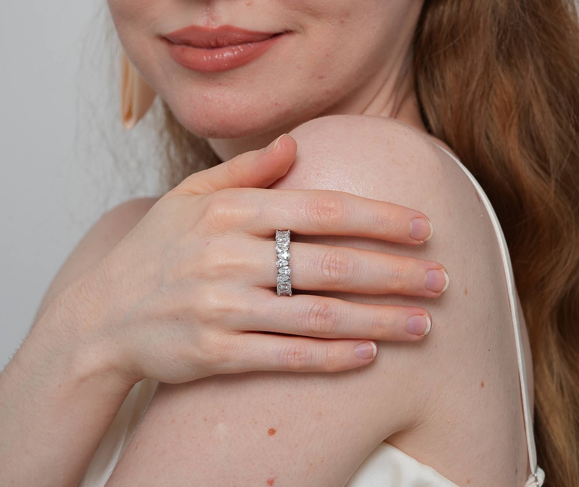 Shining Star Jewelry Luxury Unique Style Iced Out Zircon Pear Cut Tennis Ring Shining Star Jewelry Luxury Unique Style Iced Out Zircon Pear Cut Tennis Ring