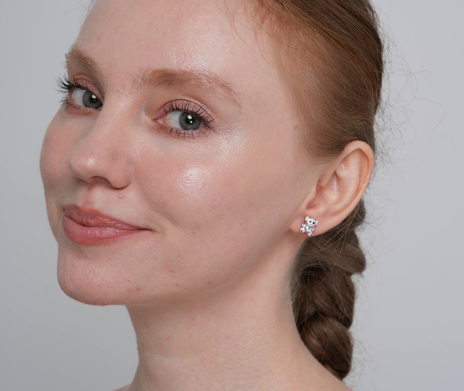 Shining Star Jewelry Women's 925 Sterling Silver Heart Zircon Bear Stud Earrings