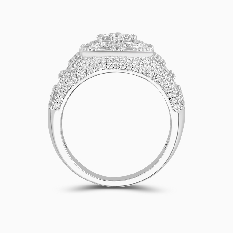 Shining Star Jewelry Men Silver Sparkling Cubic Zirconia Iced Out Cluster Ring