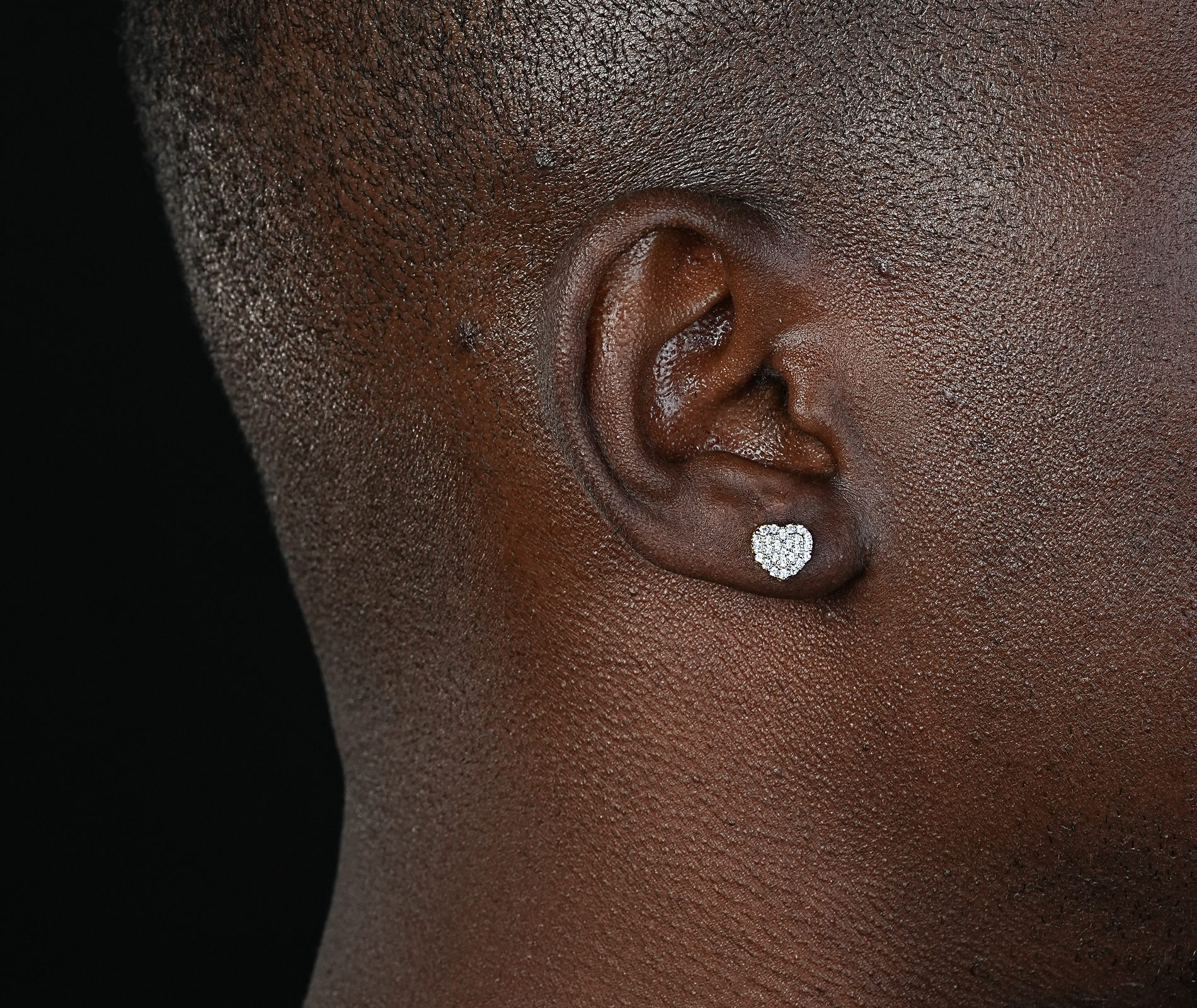 Shining Star Jewelry Fashionable Cubic Zirconia Silver Mens Heart Stud Earrings