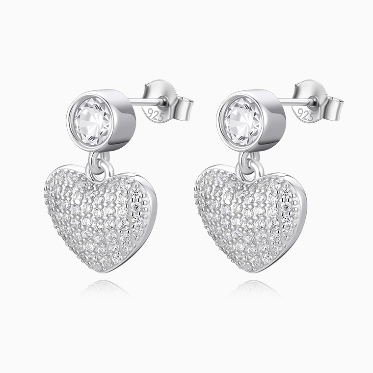 Shining Star Jewelry Women Moissanite Iced Out Dangling Love Heart Stud Earrings Shining Star Jewelry Women Moissanite Iced Out Dangling Love Heart Stud Earrings