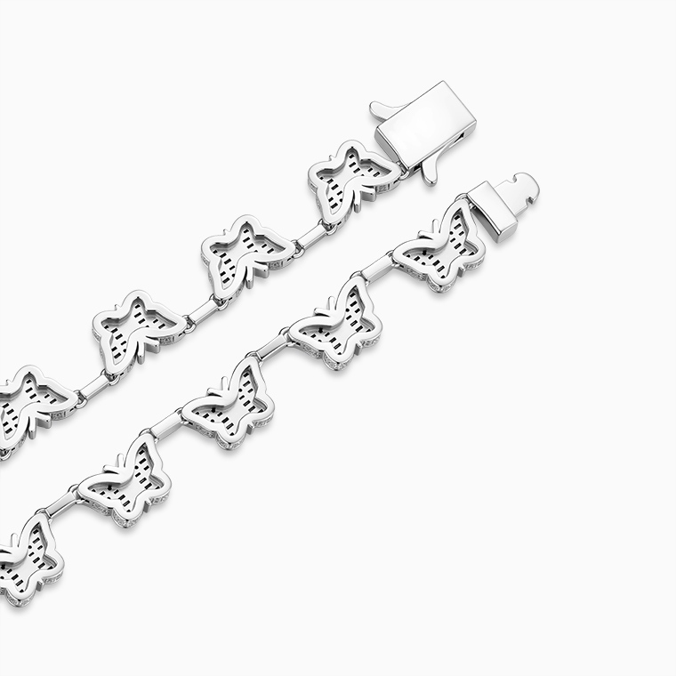 Shining Star Jewelry Exaggerated Baguette Diamond Big Small Butterfly Necklace Shining Star Jewelry Exaggerated Baguette Diamond Big Small Butterfly Necklace