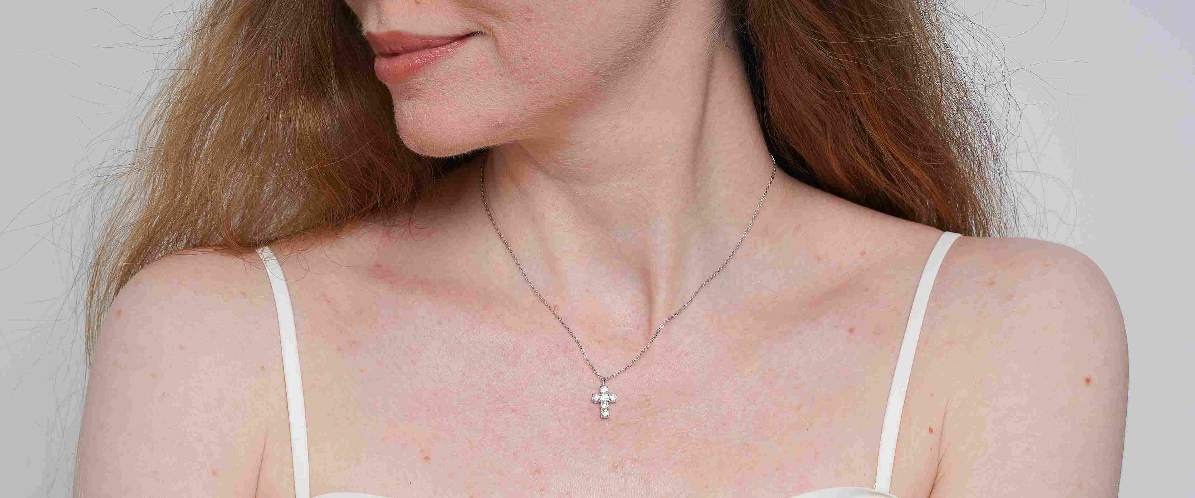 Shining Star Jewelry Adjustable VVS Moissanite Cross Pendant Fine Necklace Women