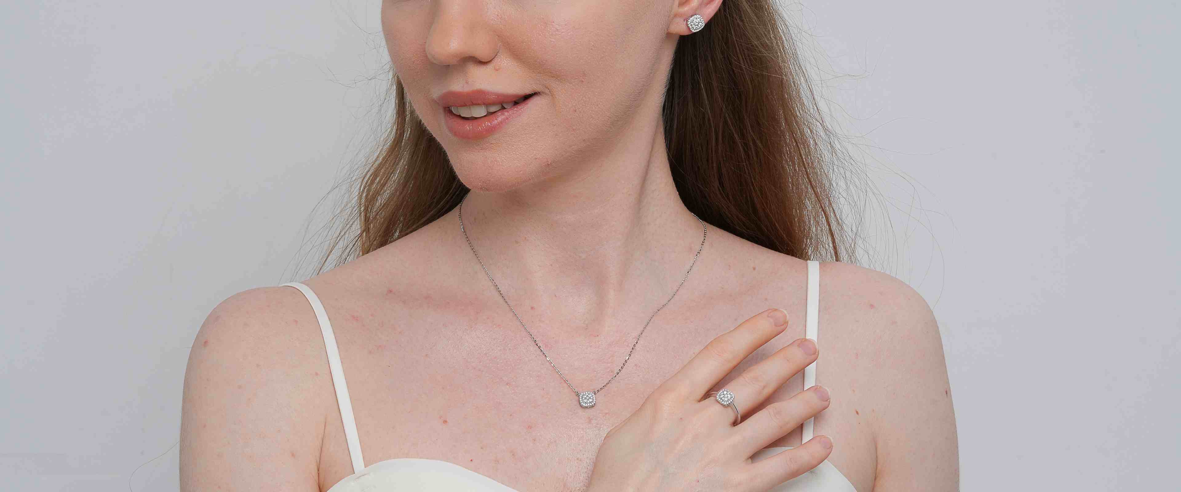 Shining Star Jewelry Women Halo Moissanite Silver Set For Wedding Party Jewelry