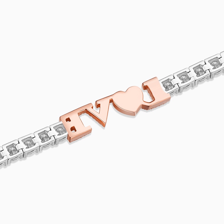 Shining Star Jewelry Women 925 Silver Iced Out CZ Two Tone LOVE Tennis Bracelet Shining Star Jewelry Women 925 Silver Iced Out CZ Two Tone LOVE Tennis Bracelet