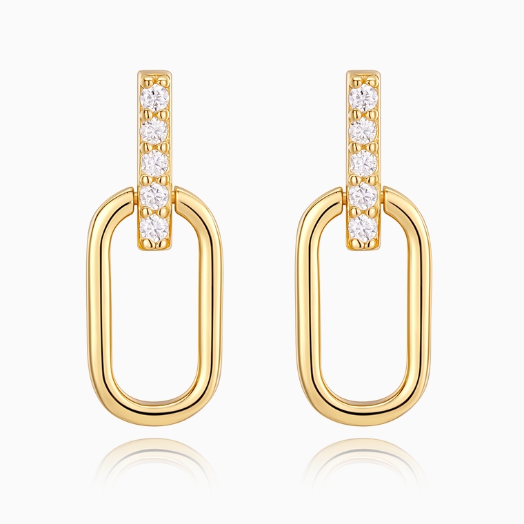 Shining Star Jewelry Simple Daily Style Solid 14K Gold CZ Dangling Stud Earrings Shining Star Jewelry Simple Daily Style Solid 14K Gold CZ Dangling Stud Earrings