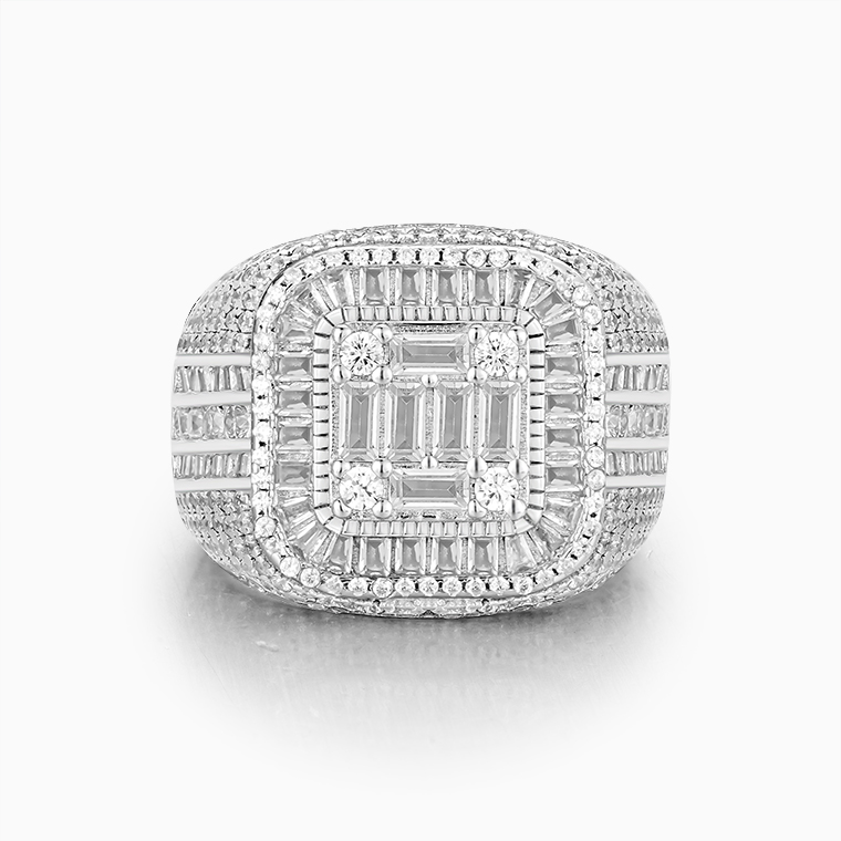 Shining Star Jewelry Square Shape Sparking Moissanite Hip Hop Classic Men Ring