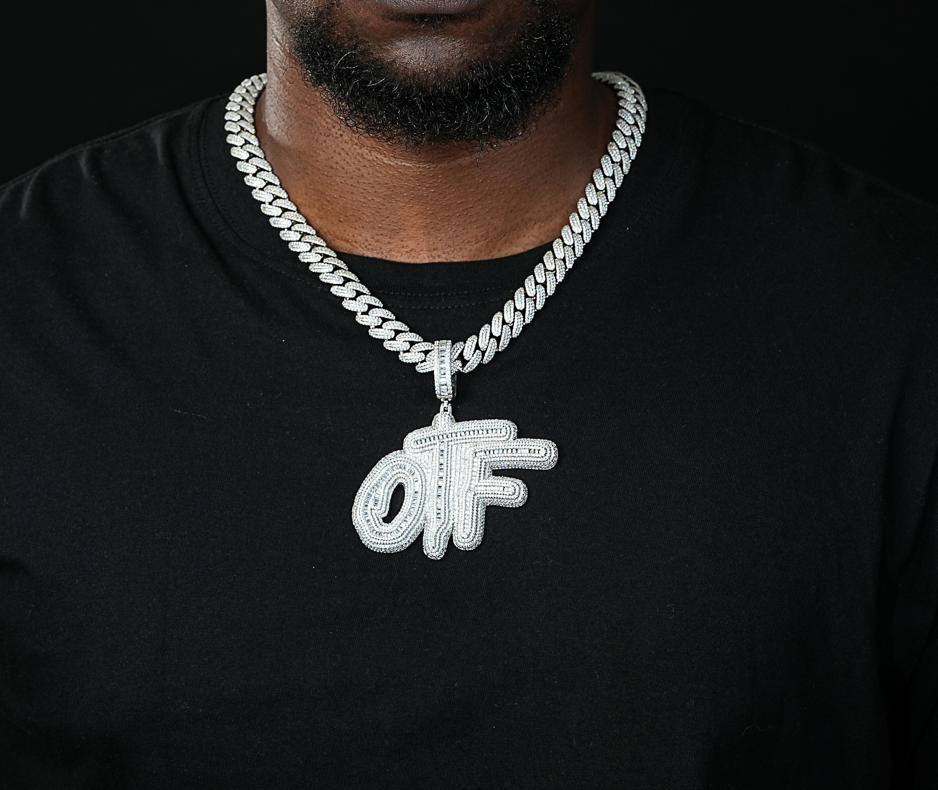 Shining Star Jewelry Micro Pave 5A Cubic Zirconia Letter OTF Pendant Necklace