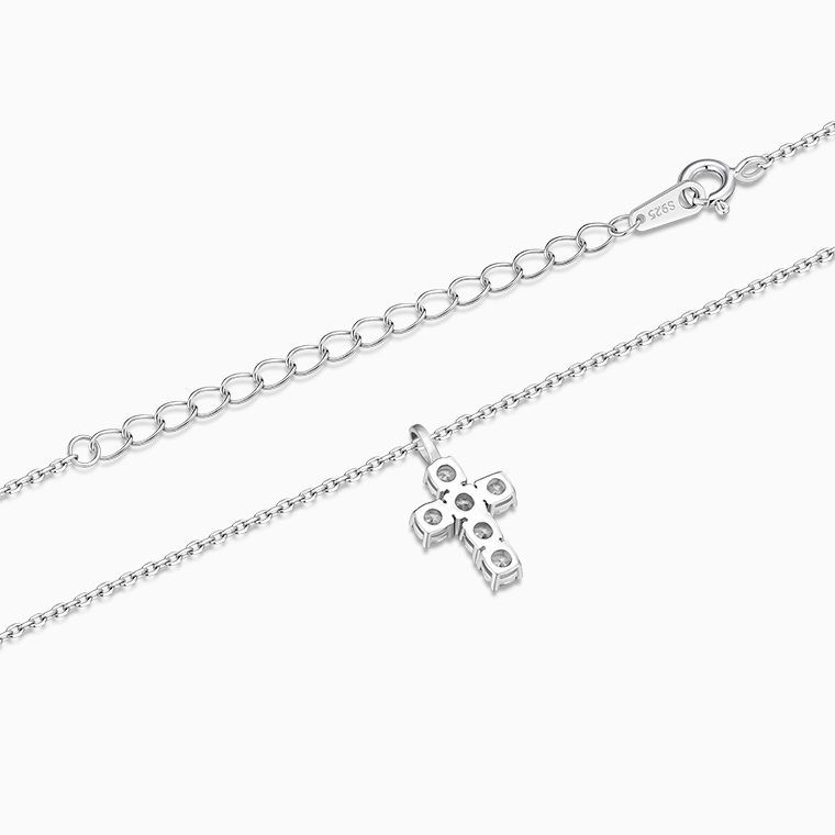 Shining Star Jewelry Adjustable VVS Moissanite Cross Pendant Fine Necklace Women