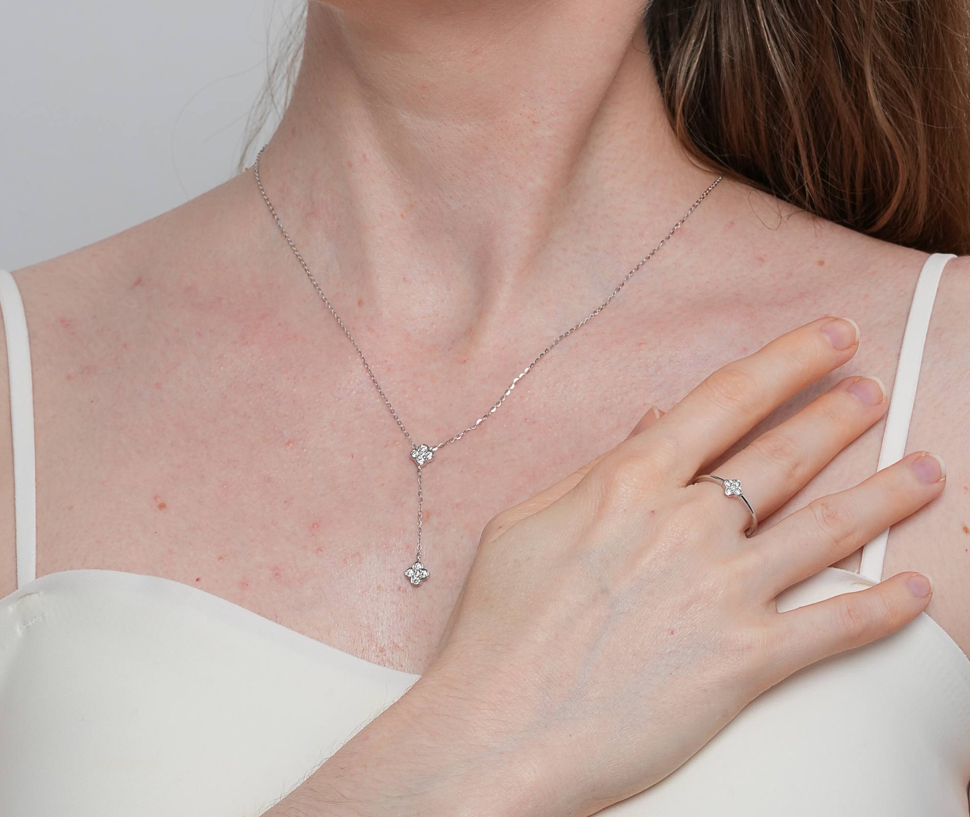 Shining Star Jewelry Hypoallergenic 925 Silver Jewelry Women Necklace Ring Sets