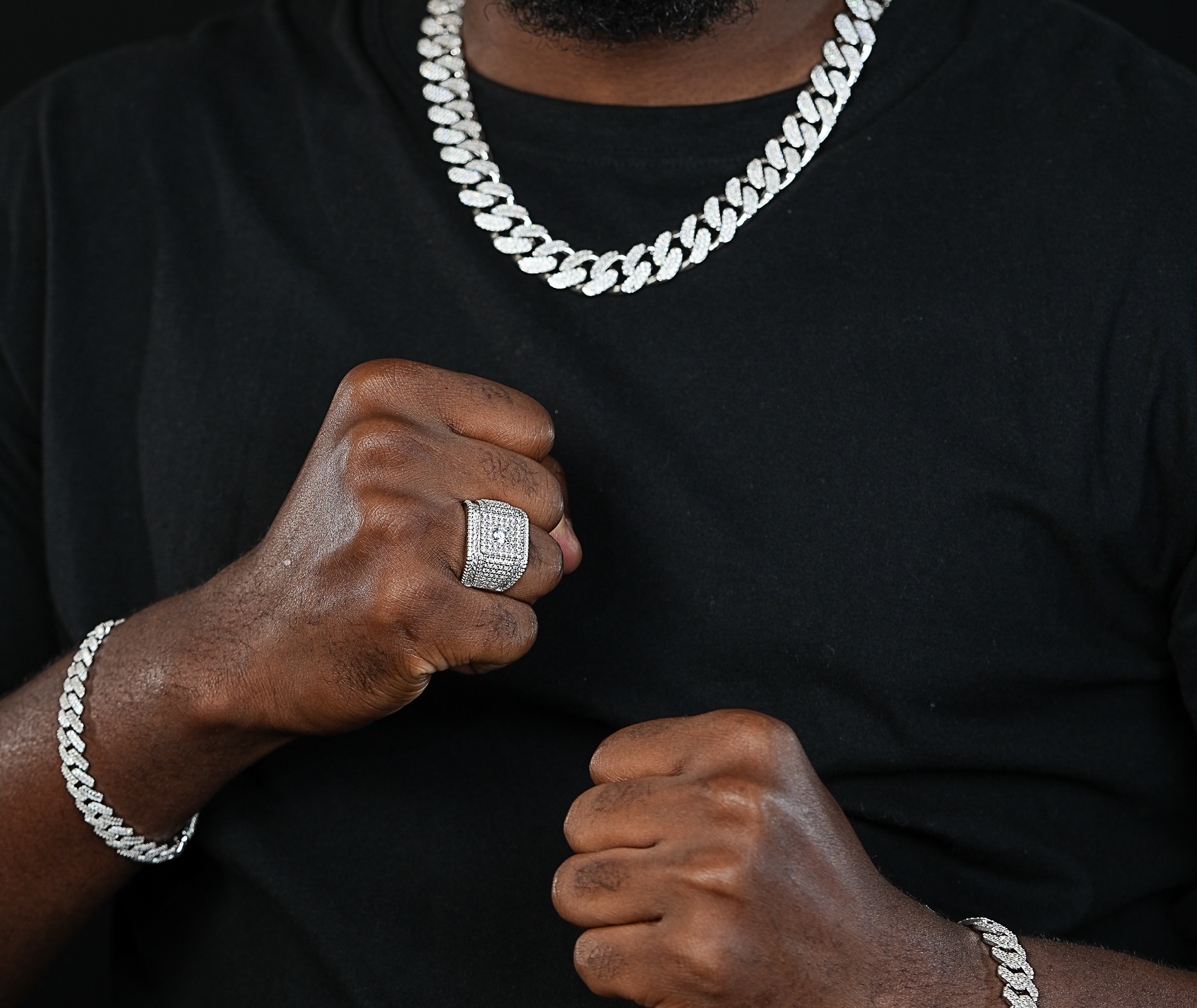 Shining Star Jewelry Hip Hop Mens Moissanite Round Brilliant Cut Iced Out Ring