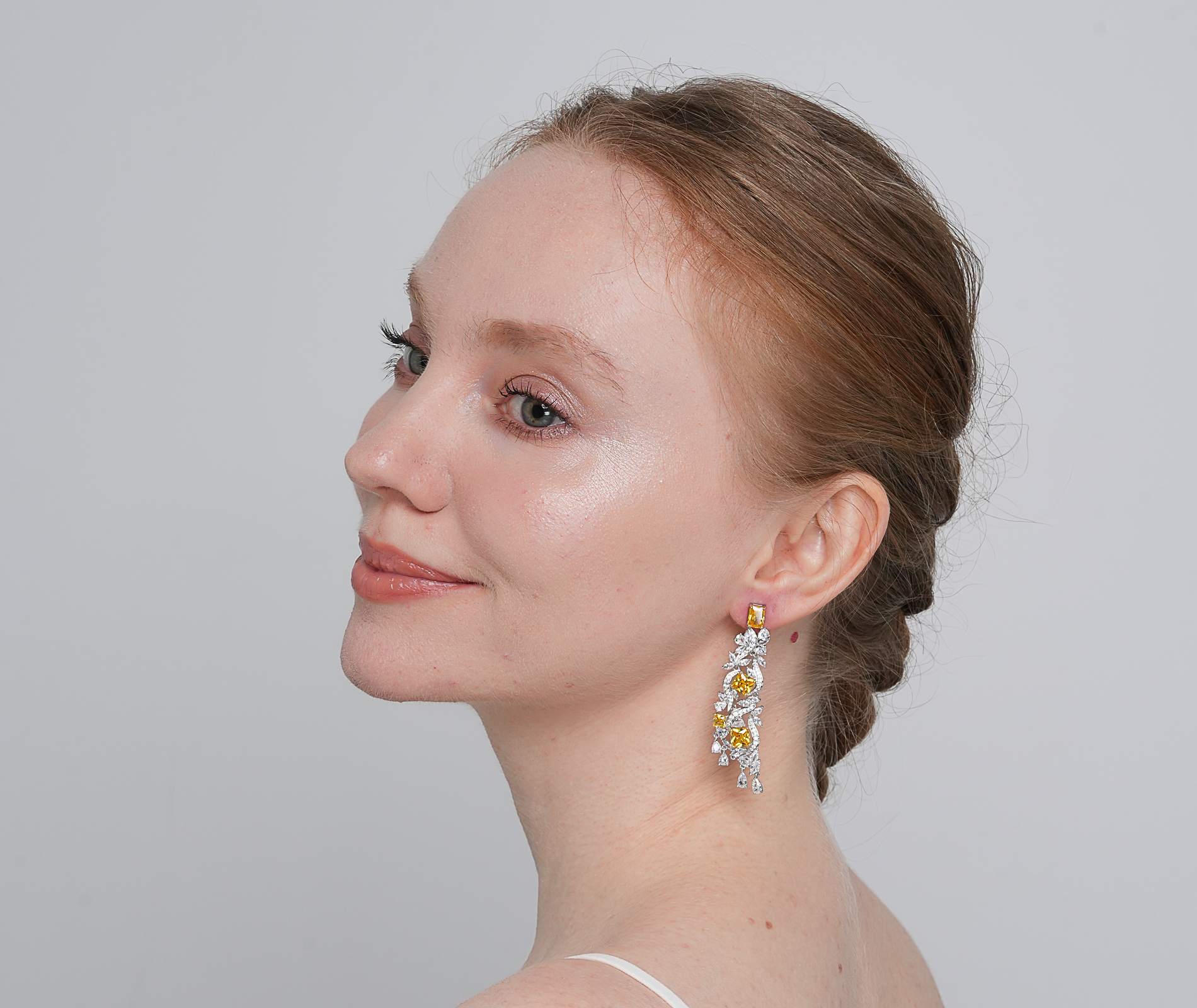 Shining Star Jewelry Luxury Yellow Zircon Iced Out Tassels Dangle Earrings Women Shining Star Jewelry Luxury Yellow Zircon Iced Out Tassels Dangle Earrings Women