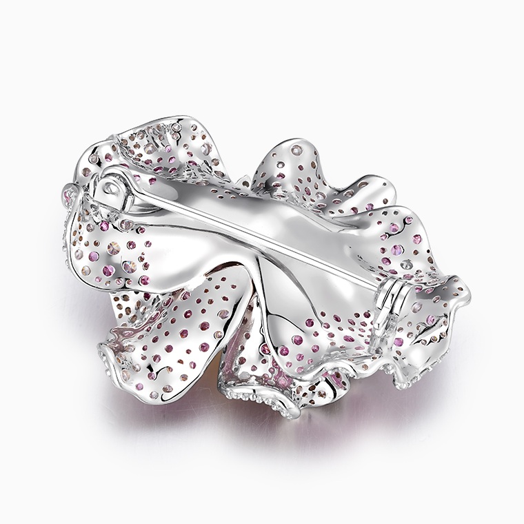 Shining Star Jewelry Women's 925 Silver Luxury Colored Diamond Flower Brooch