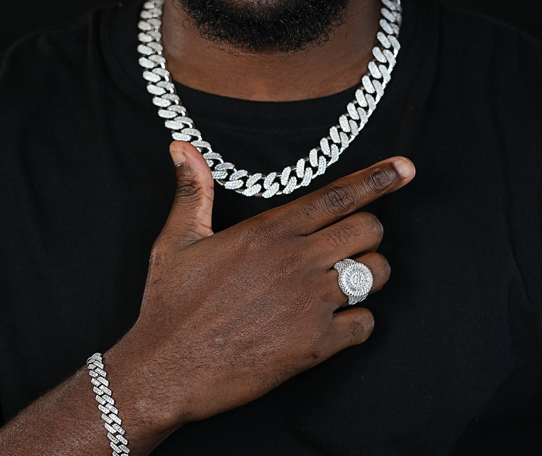 Shining Star Jewelry Hip Hop Rapper Luxury Mossanite Sterling Silver Men Ring