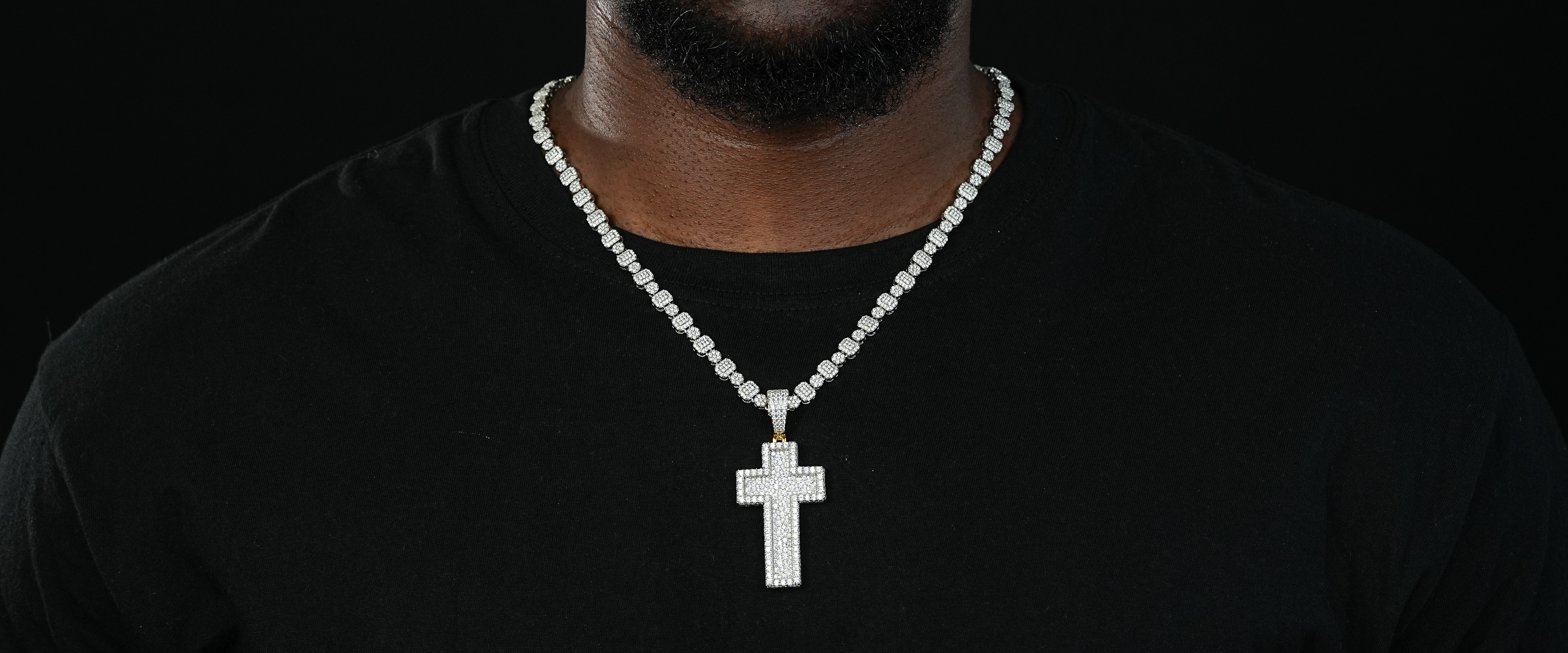 Shining Star Jewelry Iced Out Moissanite Gold Plated Cross Pendants