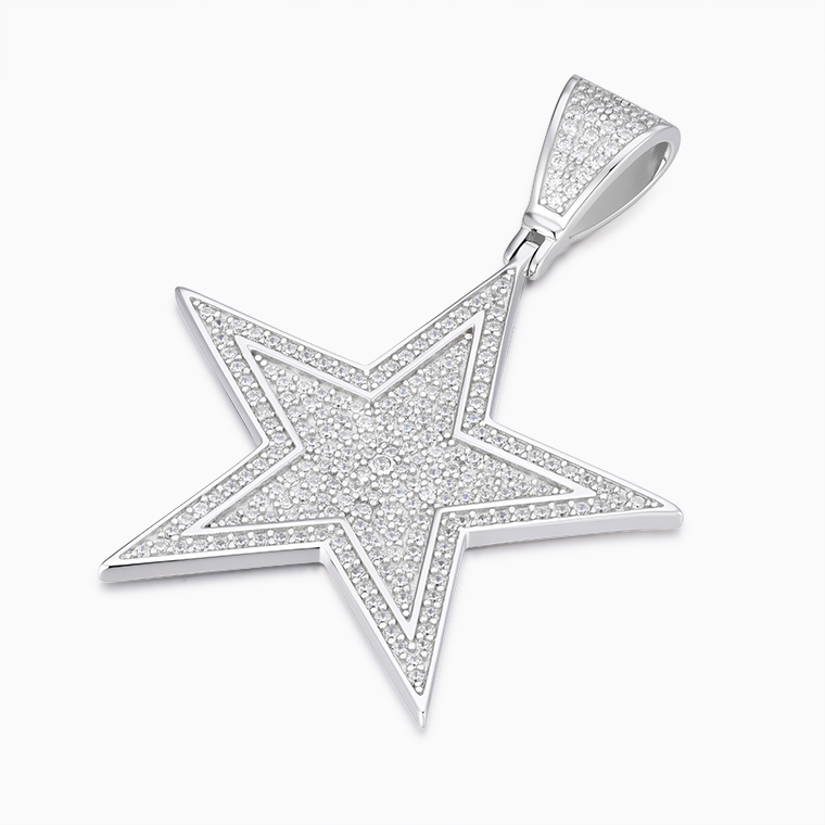 Shining Star Jewelry Fine Men Hiphop Iced Cz Star Pendant Necklaces