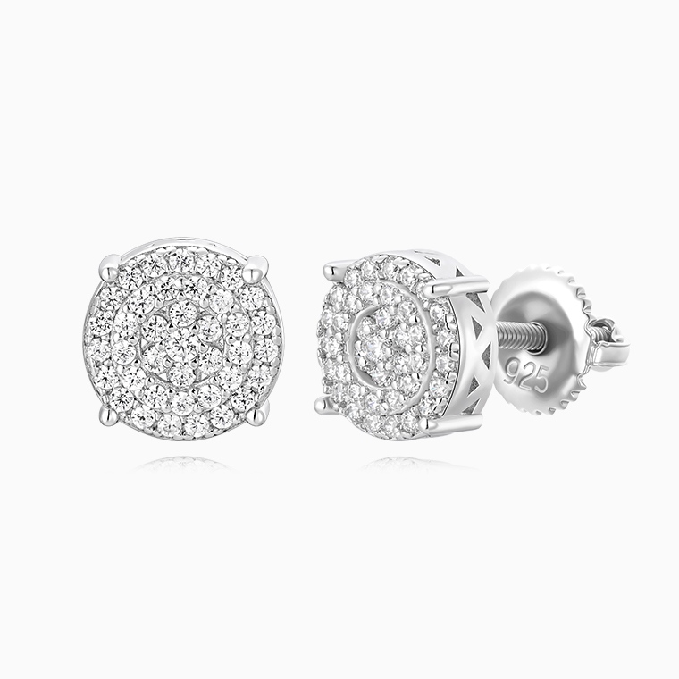 Shining Star Jewelry Hip Hop Platinum Plated Silver Moissanite Stud Earrings  | Official website