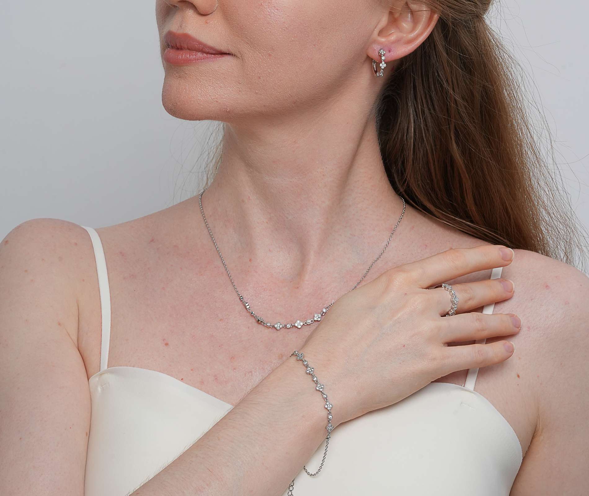 Shining Star Jewelry Cubic Zircon Flower Necklace And Ring Jewelry Set Shining Star Jewelry Cubic Zircon Flower Necklace And Ring Jewelry Set