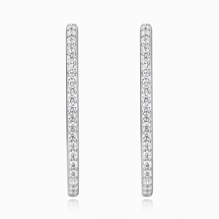Shining Star Jewelry 925 Sterling Silver CZ Women's 18mm 24mm 30mm Hoop Earrings