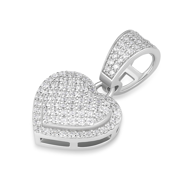 Shining Star Jewelry Simple Cubic Zirconia Sterling Silver Heart Pendant