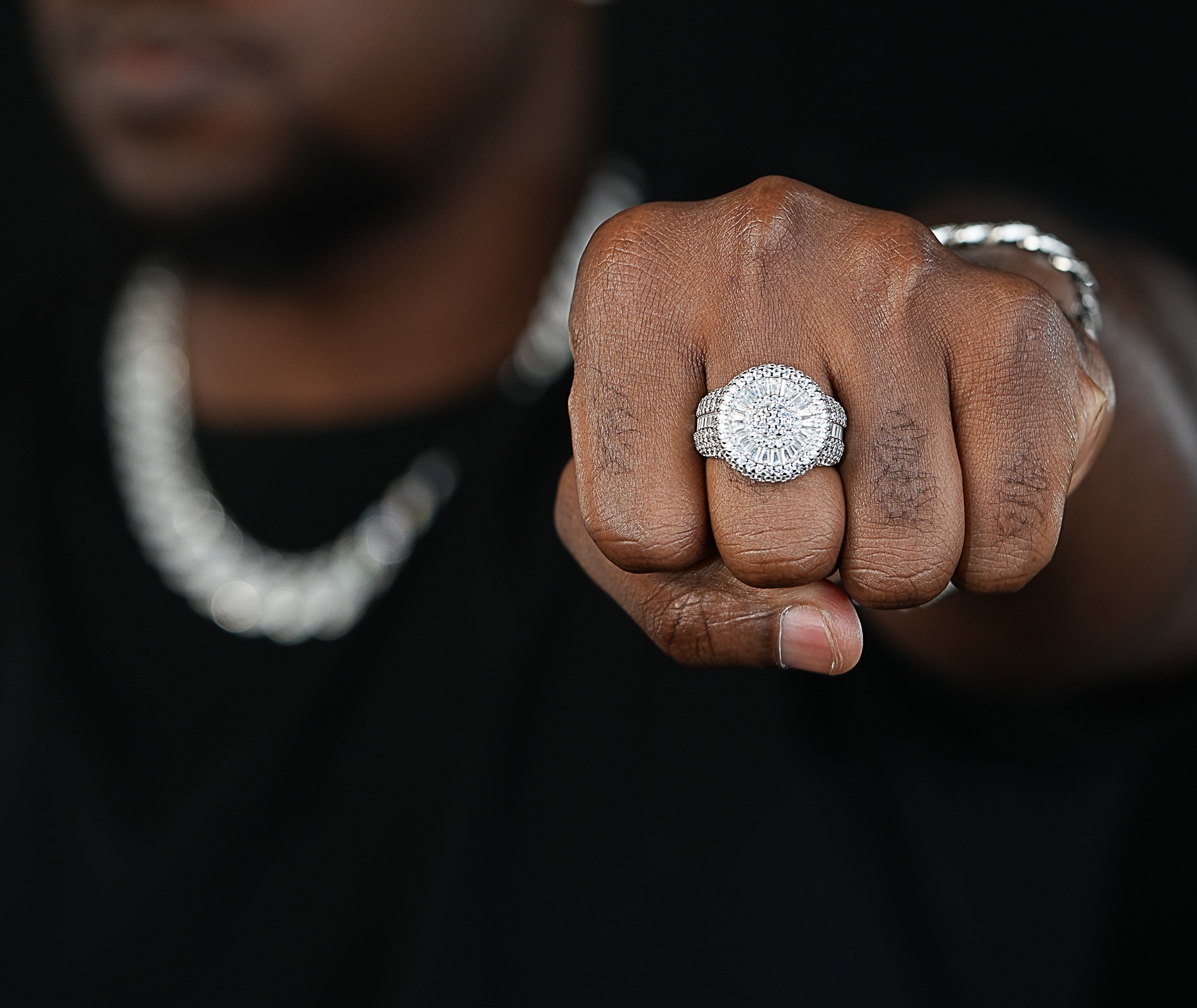 Shining Star Jewelry Hip Hop Rapper Luxury Mossanite Sterling Silver Men Ring
