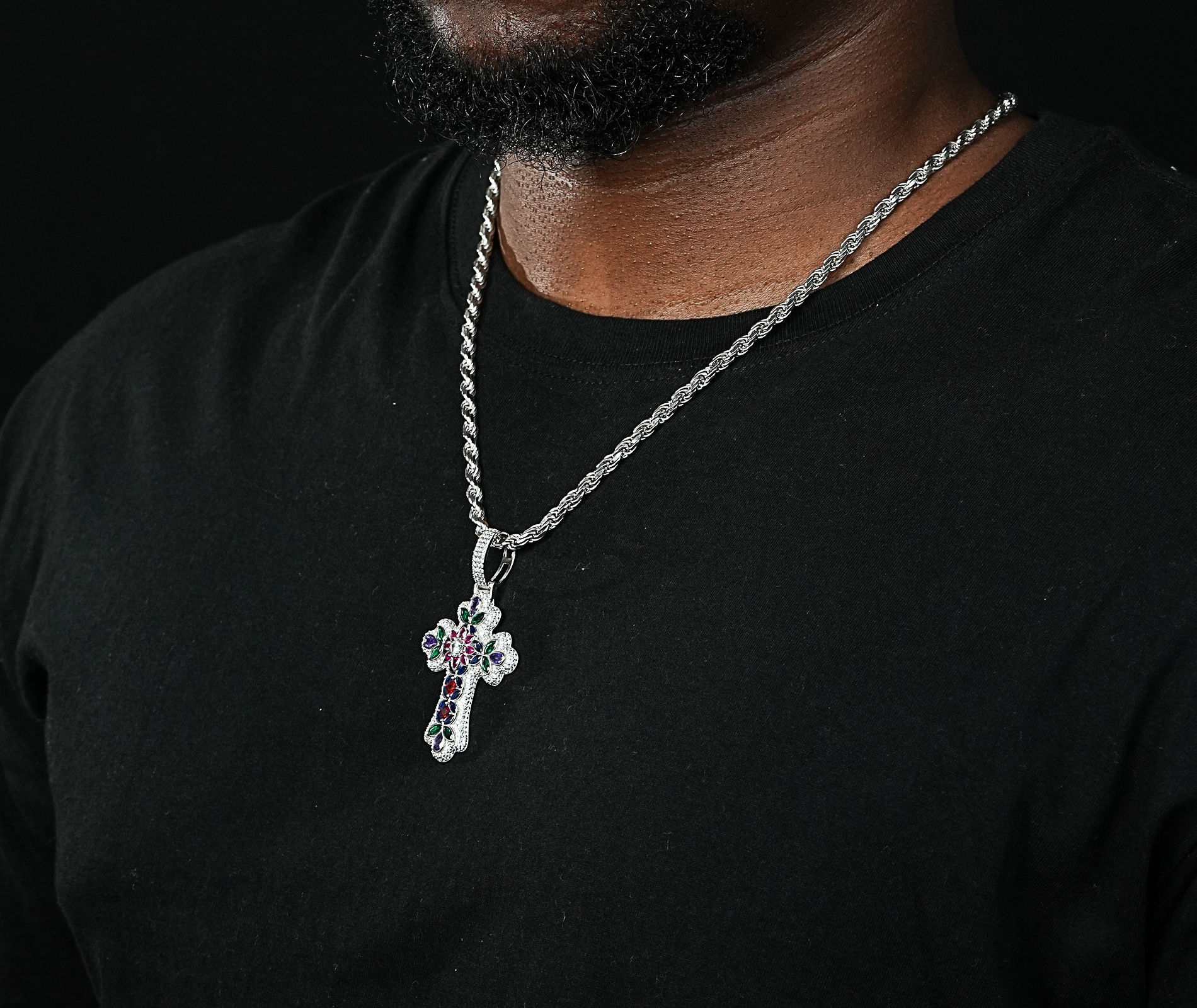 Shining Star Jewelry High Quality Mixed Fancy Cut Colored Zircon Cross Pendant Shining Star Jewelry High Quality Mixed Fancy Cut Colored Zircon Cross Pendant