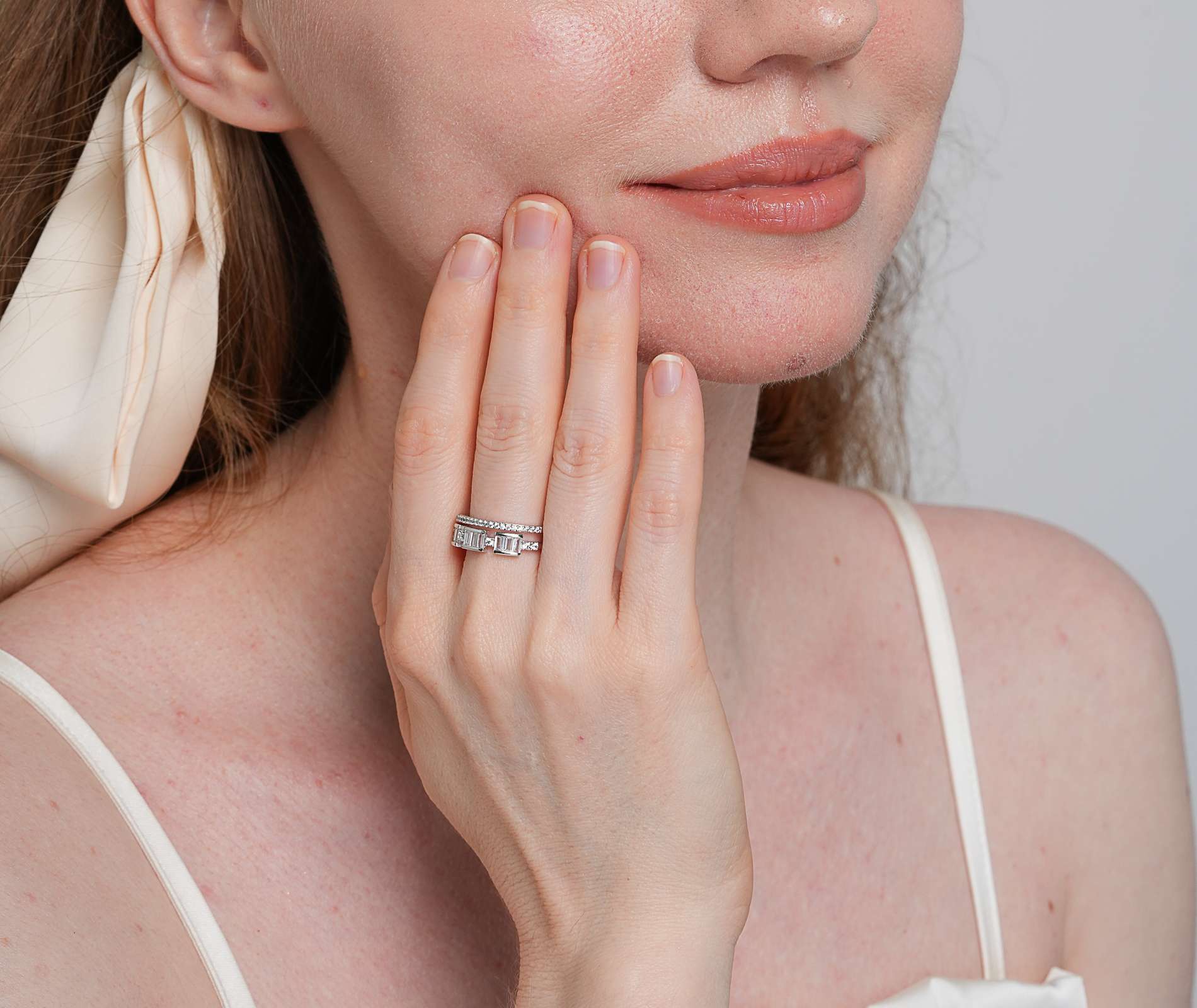 Shining Star Jewelry Fashion Trend Zircon Baguette Cut Iced Out Open Ring Women