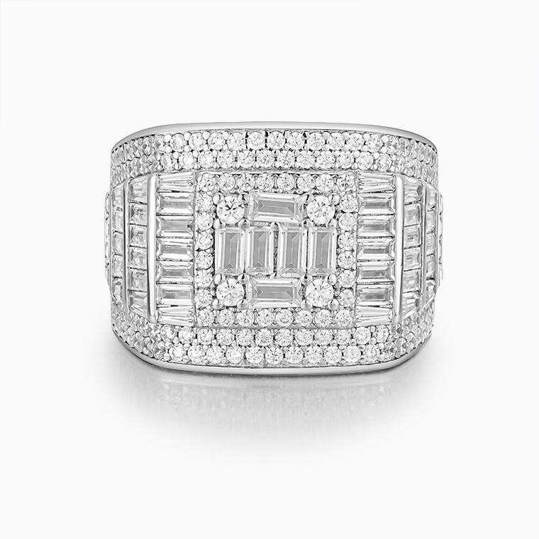 Shining Star Jewelry Luxury Layering Design Moissanite Baguette Round Cut Ring
