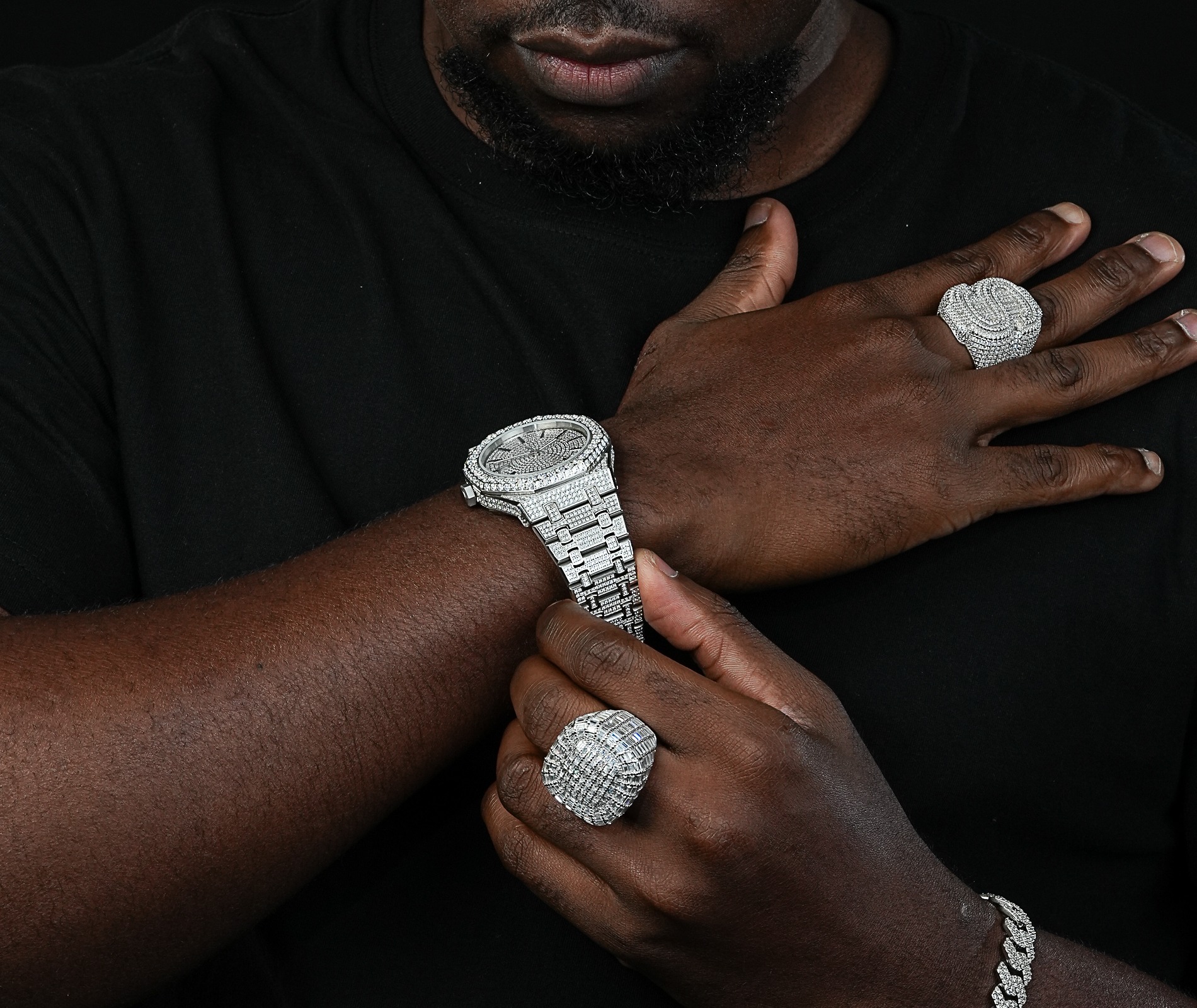 Shining Star Jewelry Custom Luxury Men Stainless Steel Moissanite Watch Shining Star Jewelry Custom Luxury Men Stainless Steel Moissanite Watch