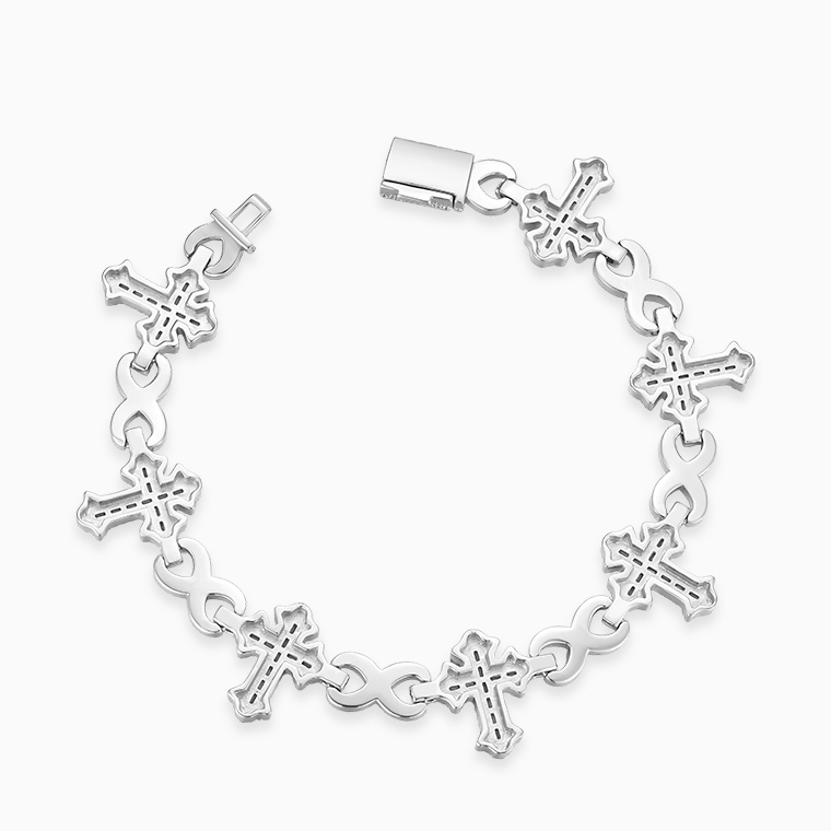 Shining Star Jewelry Baguette Moissanite Gothic Cross Iced Out Infinity Bracelet