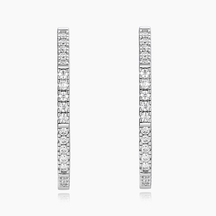 Shining Star Jewelry Fashionable Sterling Silver Zircon Women's Hoop Earrings Shining Star Jewelry Fashionable Sterling Silver Zircon Women's Hoop Earrings