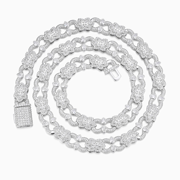 Shining Star Jewelry Unique Design Infinity Chain Moissanite Flowers Necklace Shining Star Jewelry Unique Design Infinity Chain Moissanite Flowers Necklace