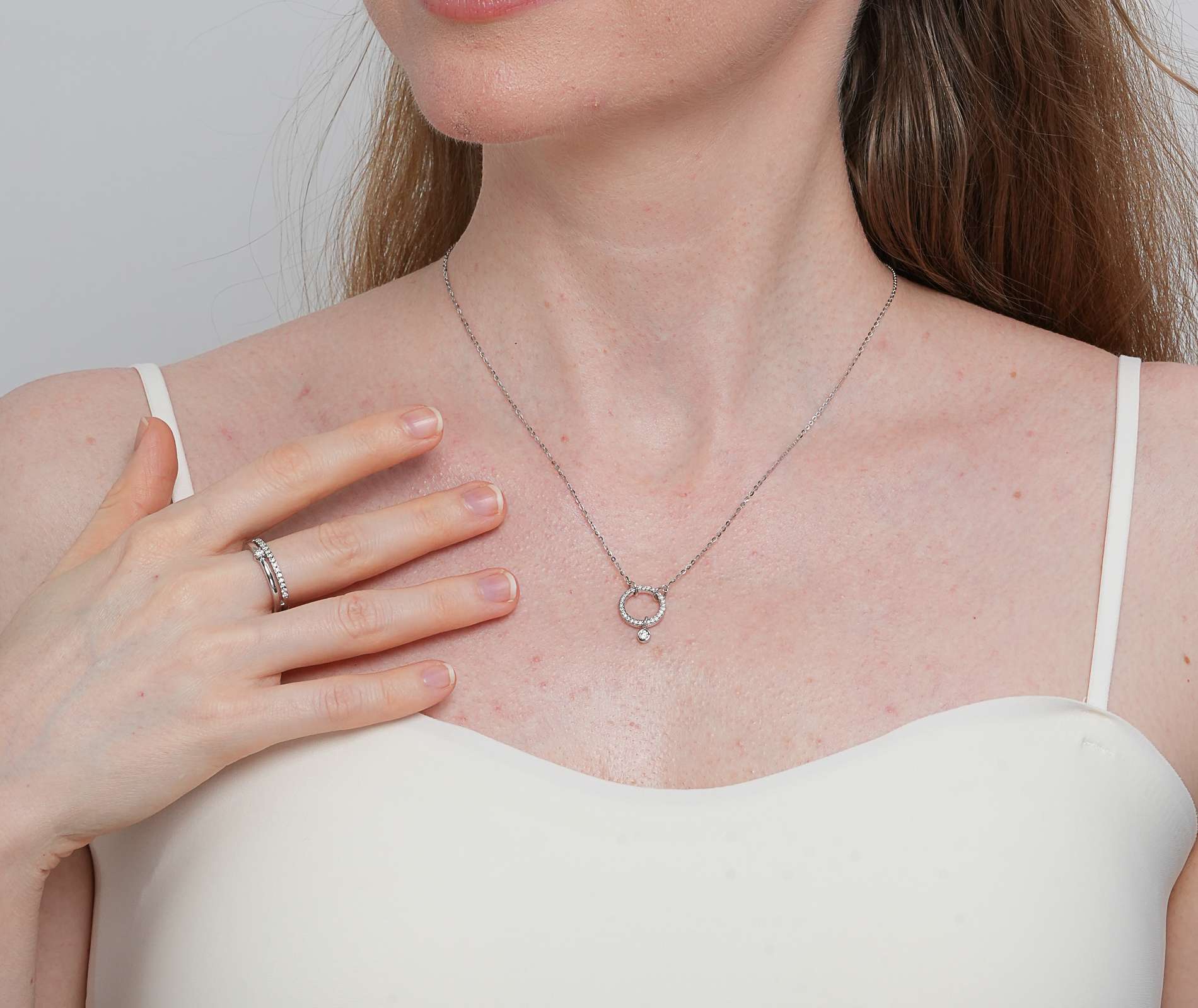 Shining Star Jewelry Moissanite Jewelry Set Necklace Rings With Gra Certification