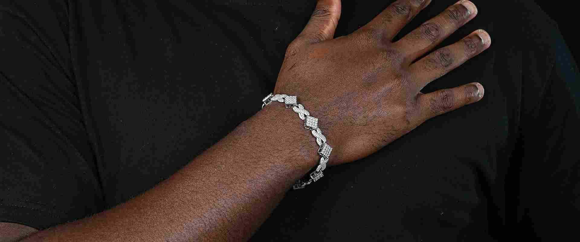 Shining Star Jewelry Street Style Moissanite 925 Silver Chunky Infinity Bracelet