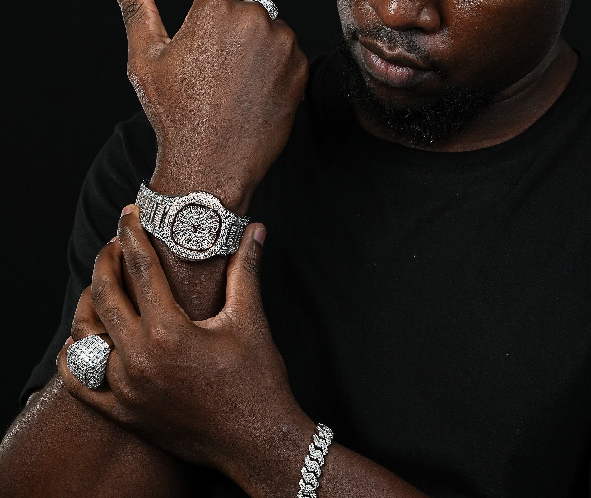 Shining Star Jewelry Wholesale Mens Stainless Steel Iced Out Moissanite Watches