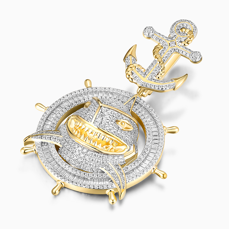 This shark pendant features a sleek and versatile design, crafted with precision 3D modeling technol