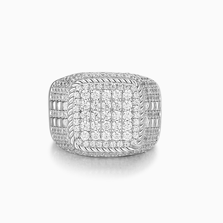 Shining Star Jewelry Adjustable Cubic Zirconia Classic Hip Hop Men Open Ring