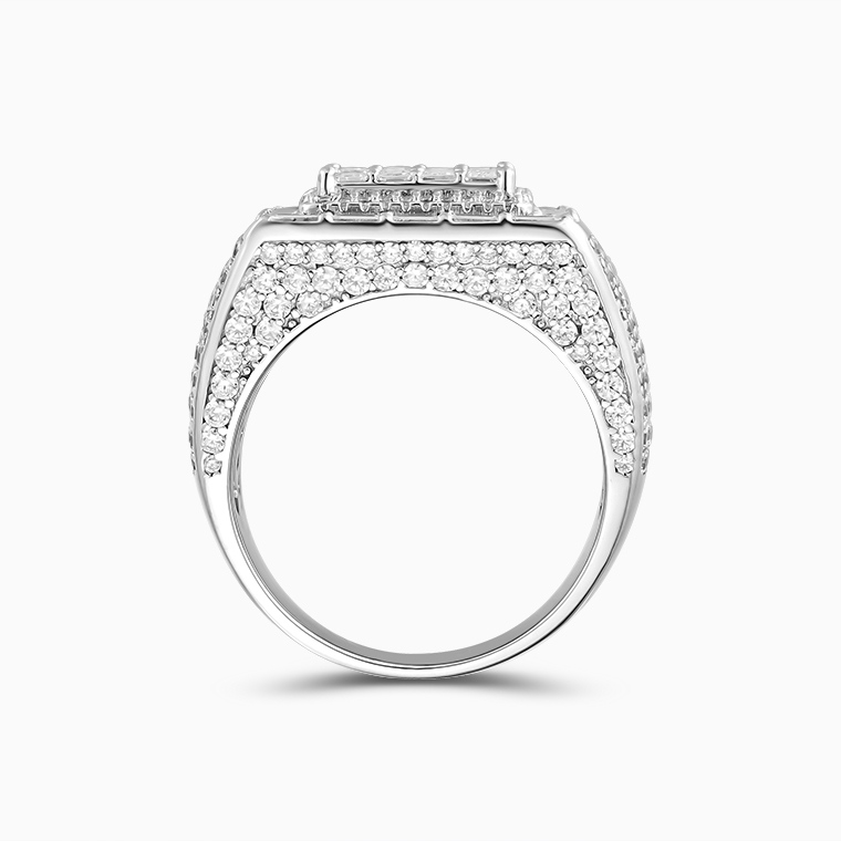Shining Star Jewelry Mens D VVS Clarity Moissanite Square Shape Layer Ring