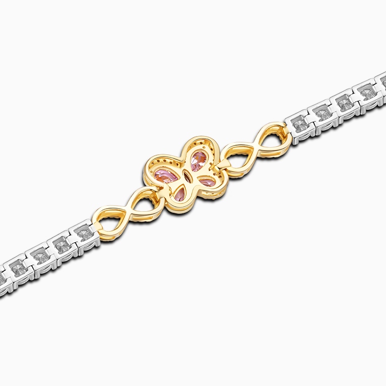 Shining Star Jewelry Colored Zircon Iced Out Two Tone Butterfly Tennis Bracelet