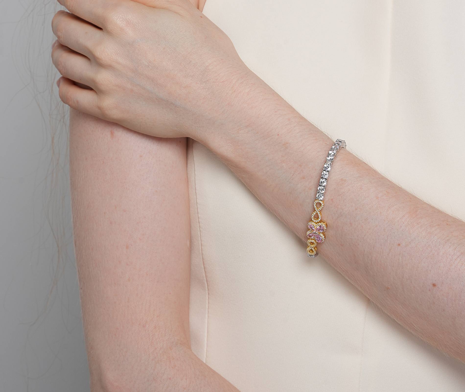 Shining Star Jewelry Colored Zircon Iced Out Two Tone Butterfly Tennis Bracelet