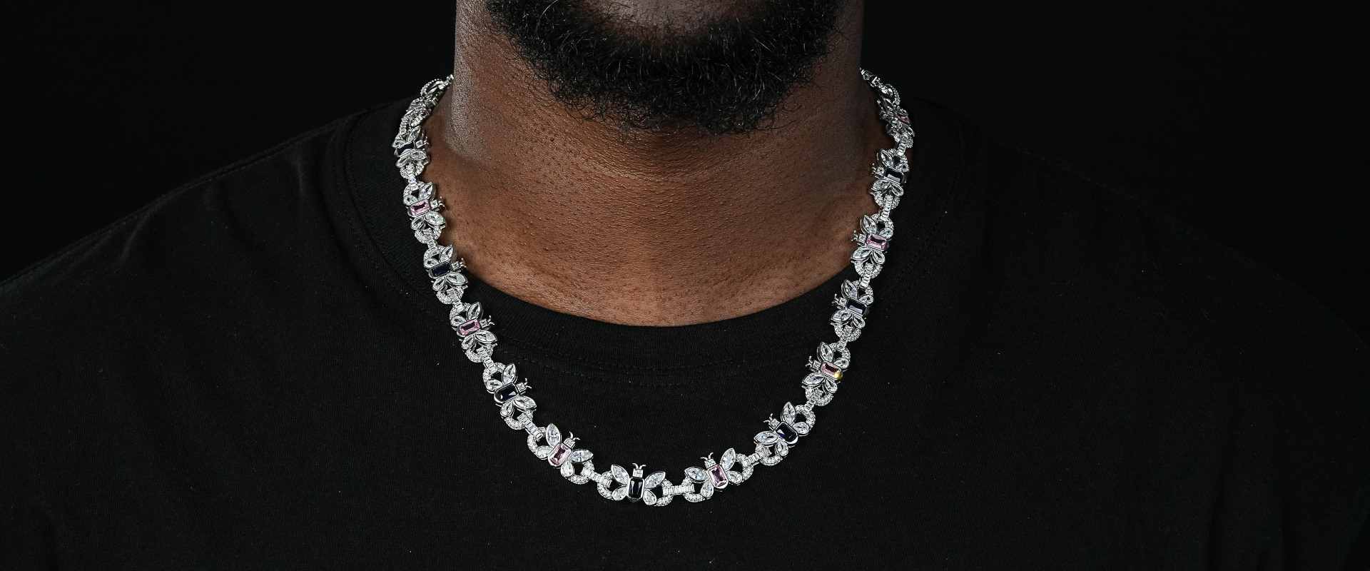 Shining Star Jewelry Various Shape Cuts Diamond Luxury Colored Butterfly Necklace