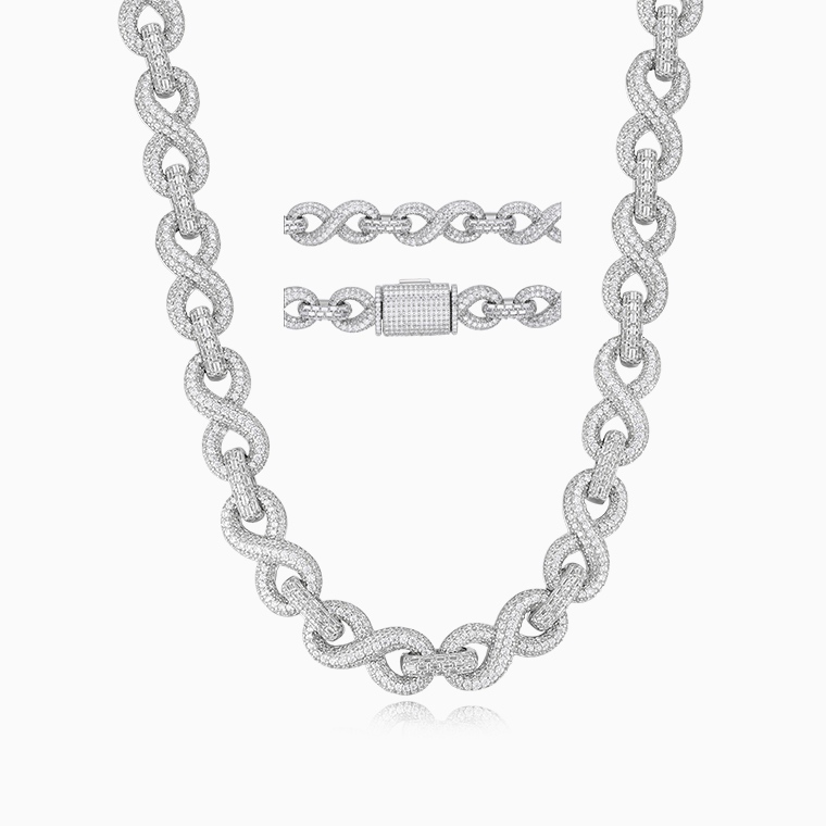 Moissanite Cuban link necklace, 925 sterling silver necklace, Iced out necklace