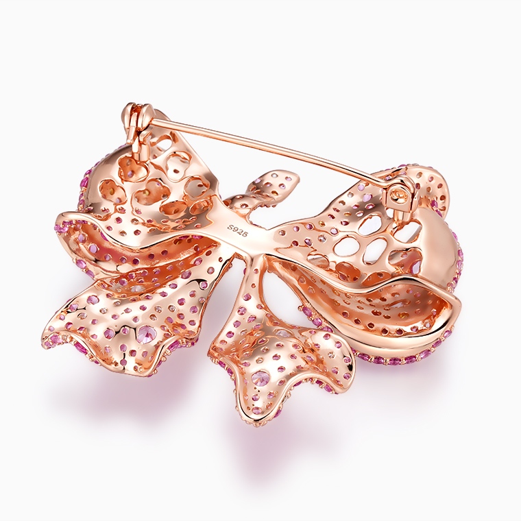 Shining Star Jewelry Charming 925 Silver Iced Out Colored Zircon Bow Brooch