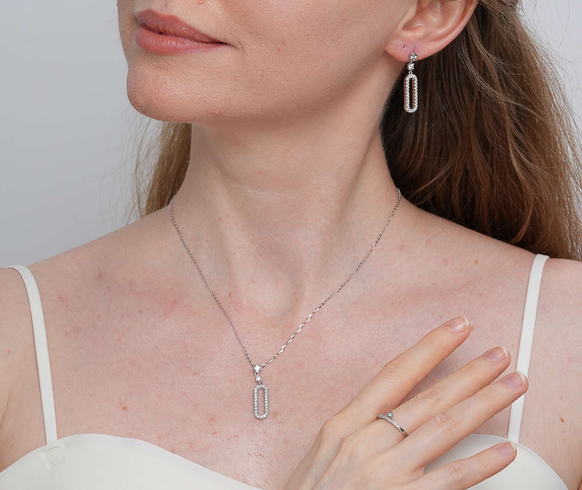 Shining Star Jewelry Geometry Fine Moissanite 3 Piece Jewelry Sets For Women